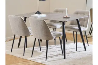 Produktfoto för Sanjoan Matgrupp 140 cm + 4 st Zabinka Matstolar - Svart/Beige/Brun