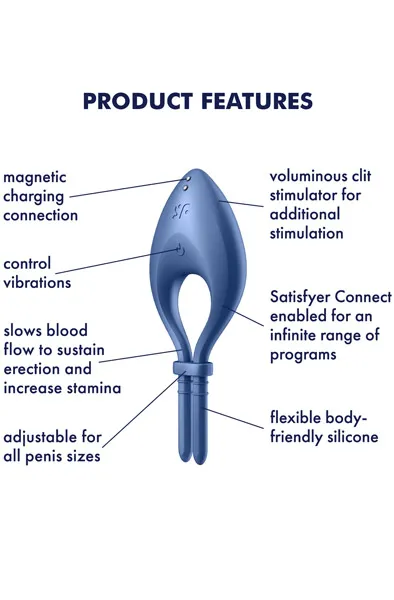 Bild 2 för SATISFYER BULLSEYE COCKRING VIBRATOR - BLÅ