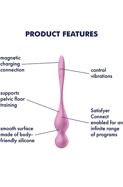 Bild 2 för Satisfyer Connect: Love Birds 1, Vibrating Kegel Balls, rosa