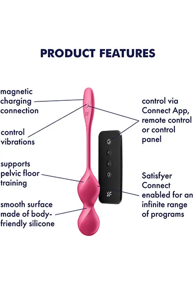 Bild 2 för Satisfyer Connect: Love Birds 2, Vibrating Kegel Balls, rosa