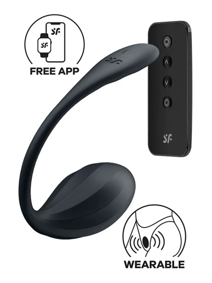 Bild 1 för Satisfyer Connect: Ribbed Petal, Wearable Vibrator, svart