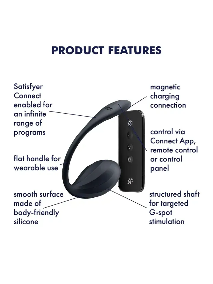 Bild 2 för Satisfyer Connect: Ribbed Petal, Wearable Vibrator, svart