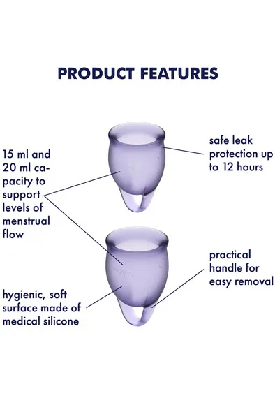 Bild 2 för Satisfyer Feel Confident Menstrual Cup Lila