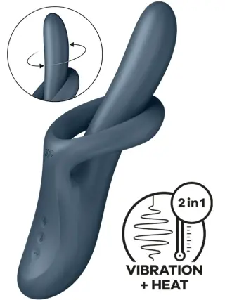 Produktfoto för Satisfyer: Heat Flex 4, Warming Rabbit Vibrator, grå