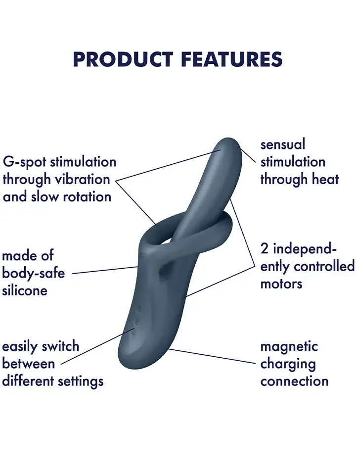 Bild 2 för Satisfyer: Heat Flex 4, Warming Rabbit Vibrator, grå