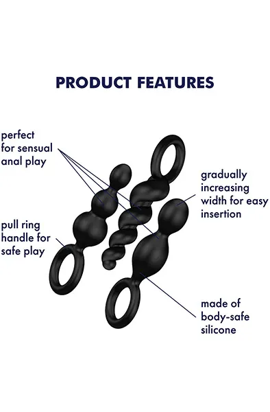 Bild 2 för Satisfyer - Plugs Black Set 3 st