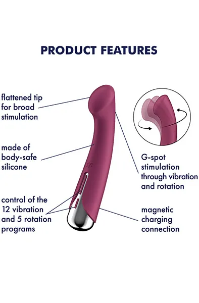 Bild 2 för Satisfyer: Spinning G-Spot 1, Rotating Vibrator, röd