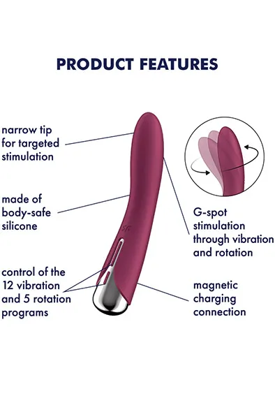 Bild 2 för Satisfyer: Spinning Vibe 1, Rotating Vibrator, röd