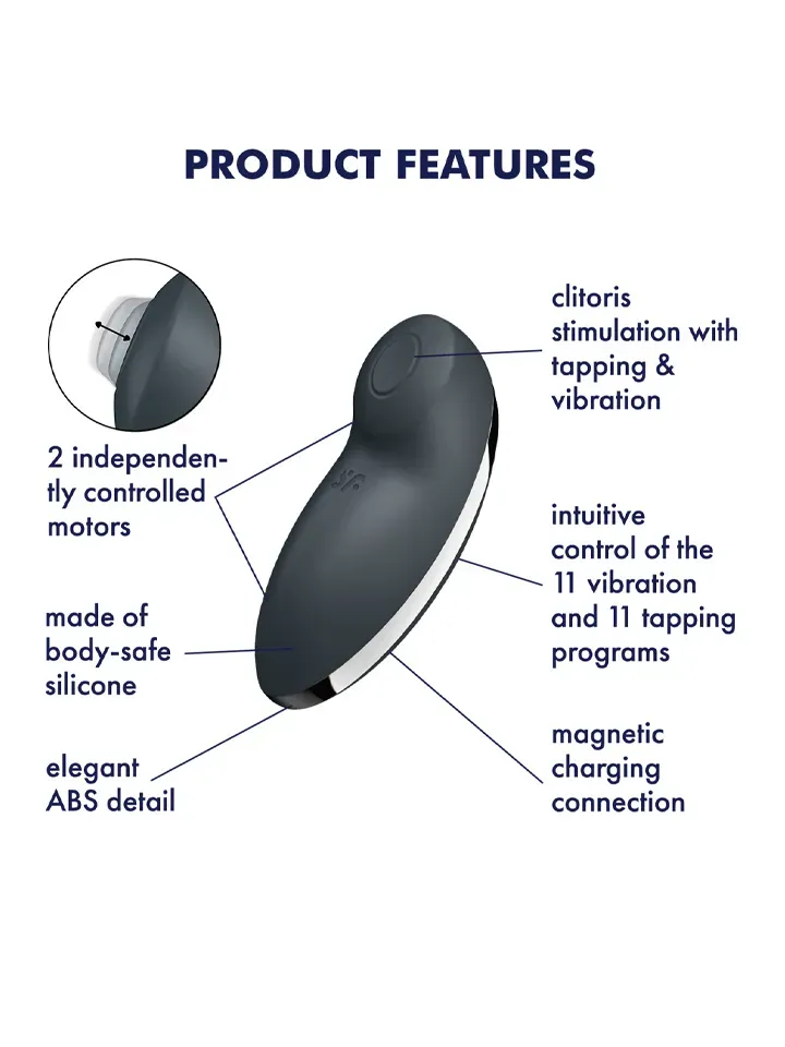 Bild 2 för Satisfyer: Tap & Climax 2 Lay-On Vibrator, grå