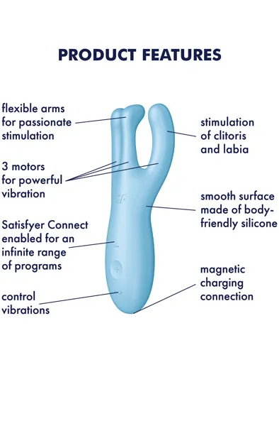 Bild 2 för Satisfyer Threesome 4 Blue Appstyrd vibrator