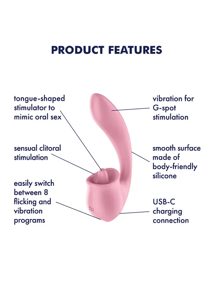 Bild 2 för Satisfyer Tongue Genius Clitoral & G-Spot Stimulator