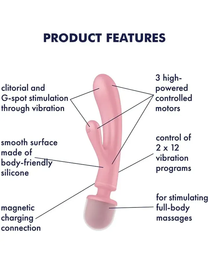 Bild 2 för Satisfyer Triple Lover Pink Magicwand / Massagewand