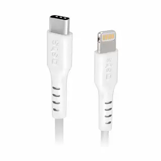 Produktfoto för SBS TECABLELIGTC2W, 2 m, Lightning, USB C, Hankoppling, Hankoppling, Vit