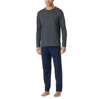 Produktfoto för Schiesser Casual Essentials Long Pyjama Round Neck Grå bomull X-Large Herr