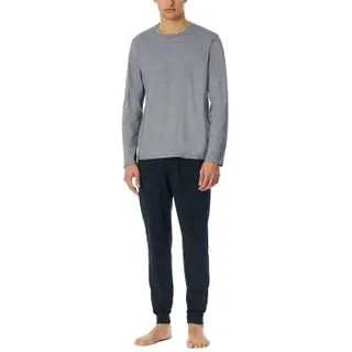 Produktfoto för Schiesser Casual Essentials Long Pyjama With Cuffs Mörkblå bomull Medium Herr