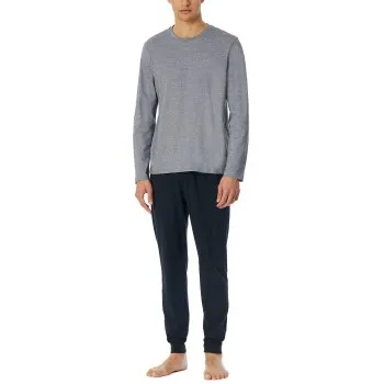 Alternativ bild 0 för Schiesser Casual Essentials Long Pyjama With Cuffs Mörkblå bomull Small Herr