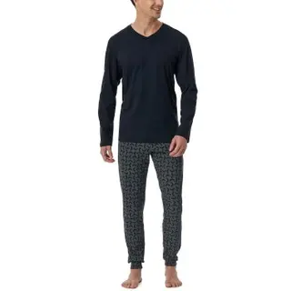 Produktfoto för Schiesser Casual Essentials Long Sleeve Pyjamas Mörkblå bomull 54 Herr