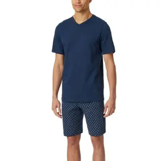 Produktfoto för Schiesser Casual Essentials Short Pyjama V-neck Mörkblå bomull Medium Herr