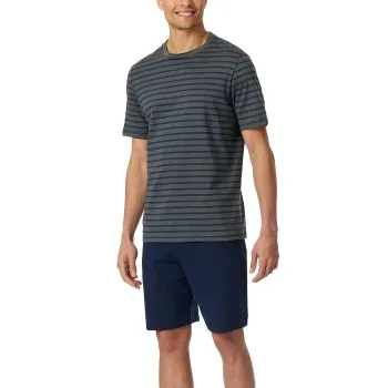 Alternativ bild 0 för Schiesser Casual Essentials Short Sleeve Pyjama Grå bomull Medium Herr