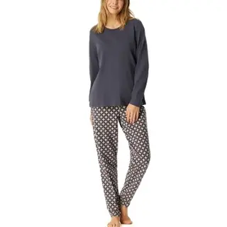 Produktfoto för Schiesser Comfort Essentials Pyjama Set Mörkgrå bomull XX-Large Dam