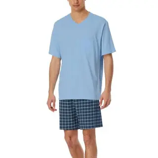 Produktfoto för Schiesser Comfort Essentials V-Neck Short Pyjamas Marin/Blå bomull 58 Herr