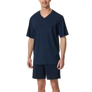 Produktfoto för Schiesser Comfort Essentials V-Neck Short Pyjamas Mörkblå bomull Medium Herr