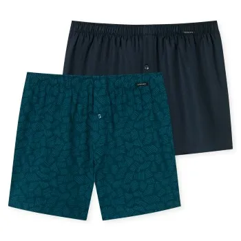 Alternativ bild 0 för Schiesser Kalsonger 2P Boxershorts multipack Blå Mönstrad bomull XX-Large Herr