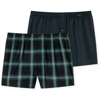 Alternativ bild 0 för Schiesser Kalsonger 2P Boxershorts multipack Brun mönstrad bomull Large Herr