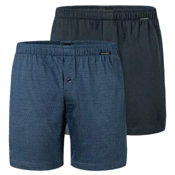Alternativ bild 0 för Schiesser Kalsonger 2P Long Boxershorts Blå/Blå bomull Large Herr