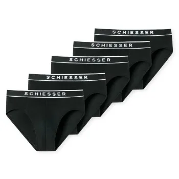 Alternativ bild 0 för Schiesser Kalsonger 5P 95-5 Organic Cotton Rio Briefs Svart bomull 3XL Herr