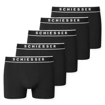 Alternativ bild 0 för Schiesser Kalsonger 5P 95-5 Organic Cotton Short Svart bomull Small Herr
