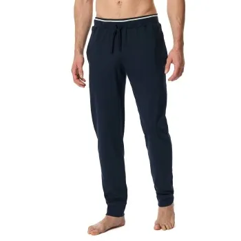 Alternativ bild 0 för Schiesser Mix and Relax Long Pants With Cuffs Mörkblå bomull 3XL Herr