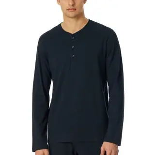 Produktfoto för Schiesser Mix and Relax Long Shirt Button Placket Mörkblå bomull Medium Herr