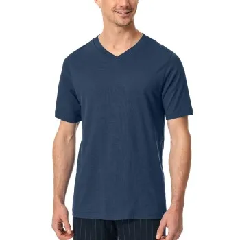 Alternativ bild 0 för Schiesser Mix and Relax V-neck Short Sleeve Blå bomull Small Herr