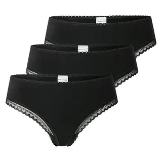 Produktfoto för Schiesser Trosor 3P Modern Cheeky String Svart bomull 42 Dam