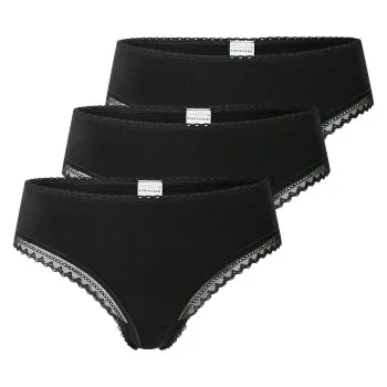 Alternativ bild 0 för Schiesser Trosor 3P Modern Cheeky String Svart bomull 42 Dam