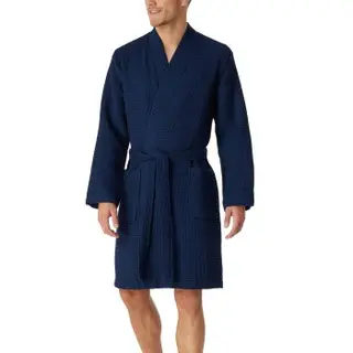 Produktfoto för Schiesser Waffle Bathrobe Mörkblå bomull Small Herr