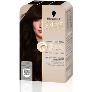 Produktfoto för Schwarzkopf Creme Supreme 3-0 Natural Darkest Brown - 1 pcs