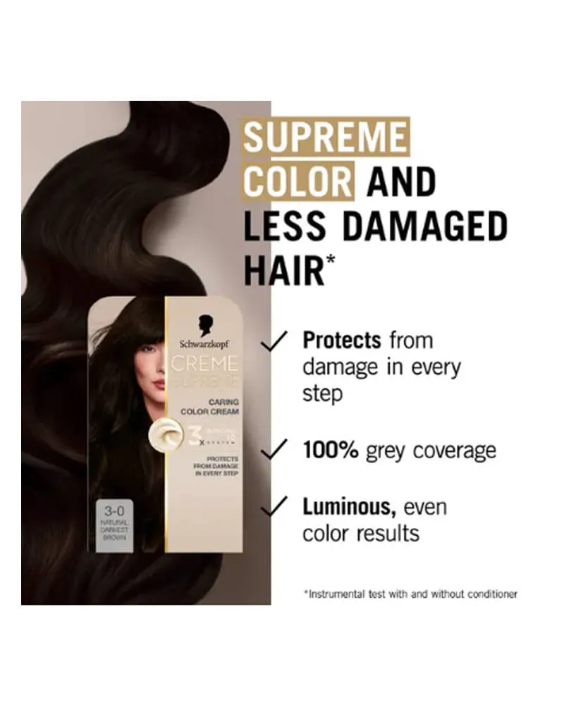 Bild 2 för Schwarzkopf Creme Supreme 3-0 Natural Darkest Brown - 1 pcs