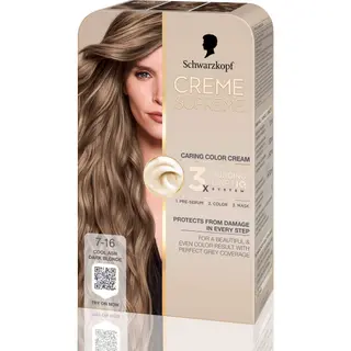 Produktfoto för Schwarzkopf Creme Supreme 7-16 Cool Ash Dark Blonde - 1 pcs