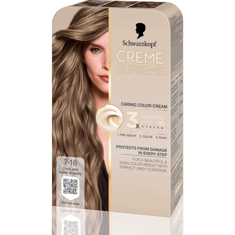 Bild 1 för Schwarzkopf Creme Supreme 7-16 Cool Ash Dark Blonde - 1 pcs