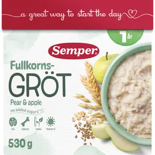 Produktfoto för Semper Fullkornsgröt med frukt 1 år 530g