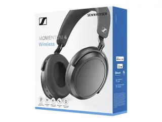 Produktfoto för Sennheiser MOMENTUM 4 - Hörlurar med mikrofon - fullstorlek - Bluetooth - trådlös, kabelansluten - aktiv brusradering - 2,5 mm kontakt, USB-C - svart