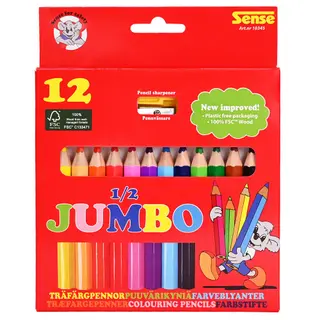 Produktfoto för Sense Träfärgpennor 1/2 Jumbo 12 st