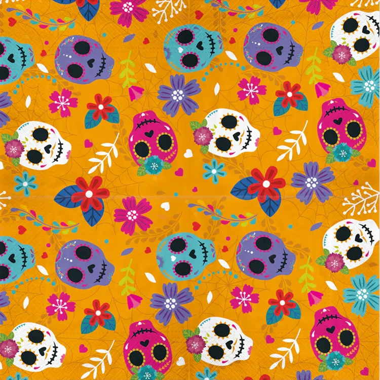 Alternativ bild 0 för Servetter Day Of The Dead Orange 10-pack