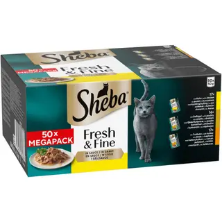 Produktfoto för Sheba SHEBA Fresh&amp Fine Poultry Flavours 50x 50g Sachet - våtfoder för katter