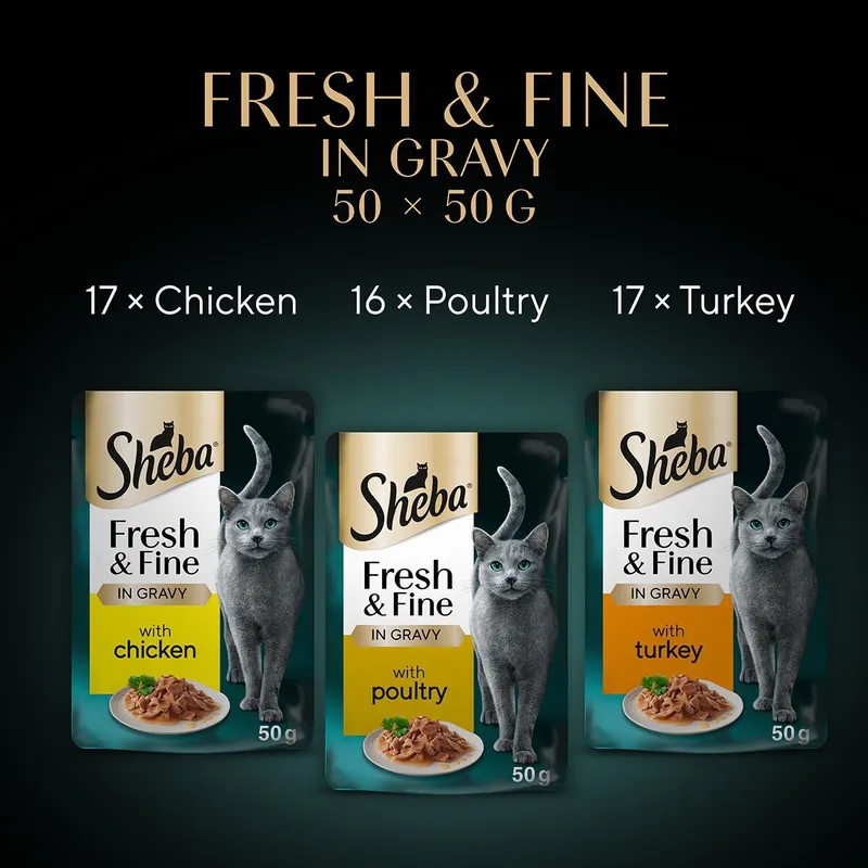 Bild 2 för Sheba SHEBA Fresh&amp Fine Poultry Flavours 50x 50g Sachet - våtfoder för katter