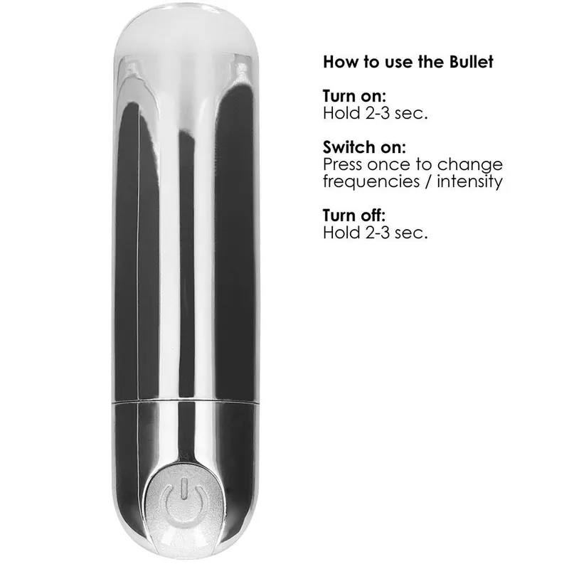 Bild 2 för Shots Toys: Rechargeable Bullet, 10 Speed, silver