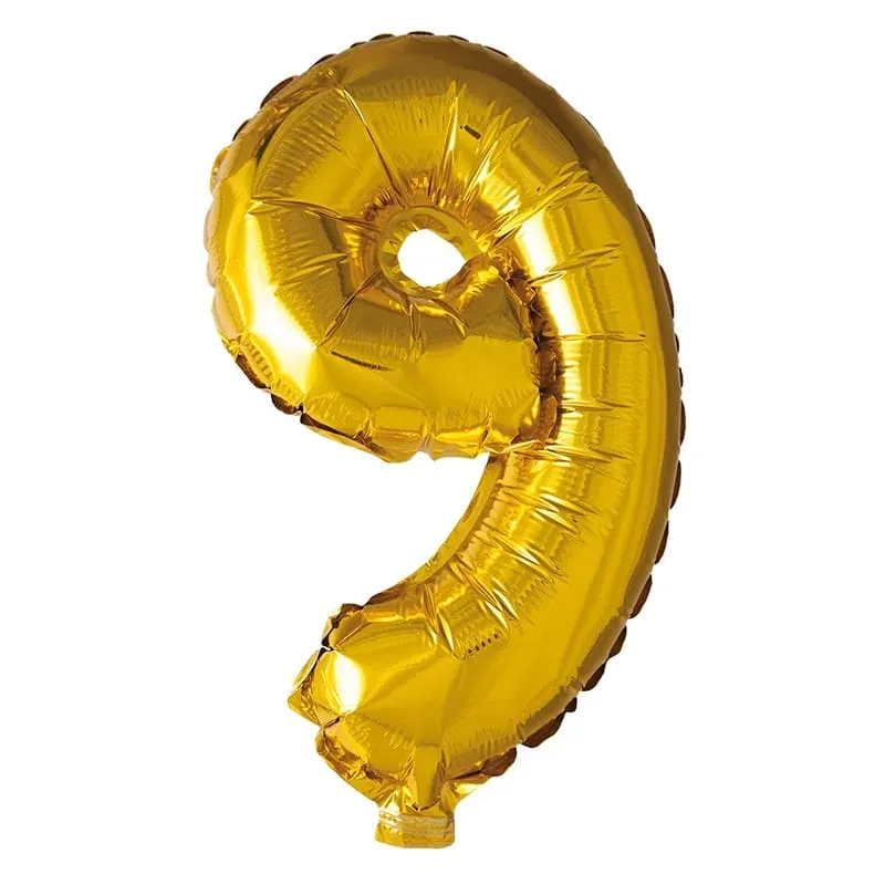Alternativ bild 0 för Sifferballong i guldfolie 86 cm, #9