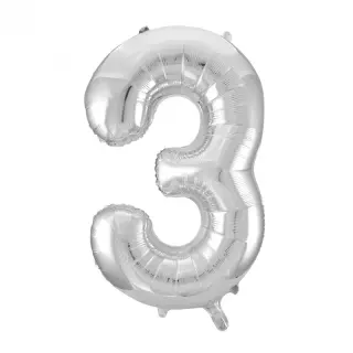Produktfoto för Sifferballong i silverfolie 86 cm, #3